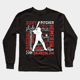 Baseball Batter Pitcher Catcher Long Sleeve T-Shirt